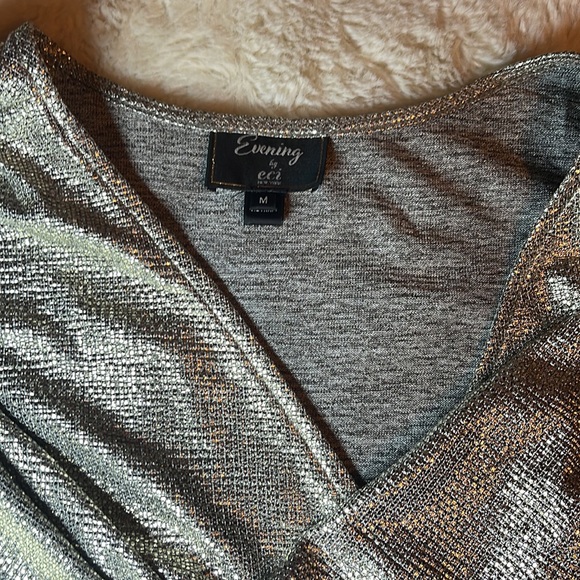 Silver Shiny Peplum Top - Picture 4 of 4